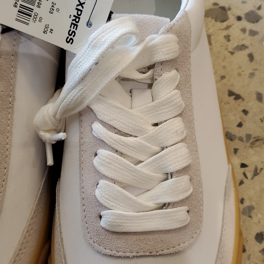 Express men's white tie front sneakers - Picture 7 of 9